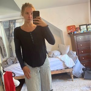 Blue free people long sleeve top